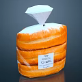 Packaged Sliced Bread With Transparent Plastic Wrapper And White Paper Cover
