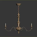 Elegant Vintage Brass Chandelier With Hanging Chain Multiple Arms And Candle Shaped Lights
