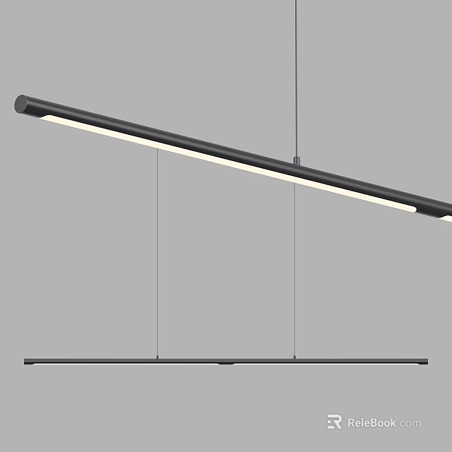 Modern Linear Pendant Light with Sleek Black Frame and White Illumination 3d model