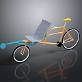 Modern Tricycle With Orange Frame Gray Seat Yellow Handlebar And Blue Front Wheel