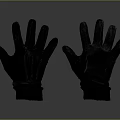 Pair of Black Leather Gloves With Five Fingers And Knitted Cuffs Design