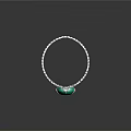 Elegant Green Gemstone Ring With Silver Band And Sparkling Diamond Accents