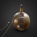 Elegant Cosmetic Perfume Bottle Featuring Golden Frame Purple Gem And Intricate Star Pattern