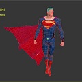 Superhero Character In Blue Suit With Red Cape And S Symbol Standing