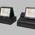Two Black Commercial POS Systems With Welcome Screen Display And Functional Design 3d model