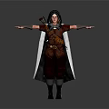 Hooded Archer Character With Red Tunic White Cloak Quiver Arm Guards And Outstretched Arms Standing Pose