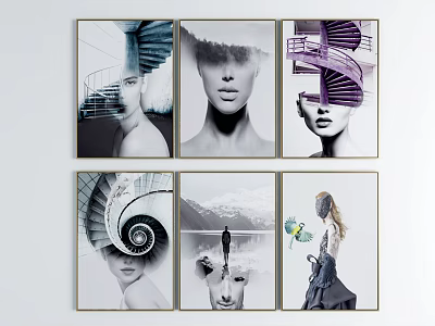 Modern Figurative Art Collection Featuring Geometric Patterns Natural Scenes And Stylish Portraits 3d model