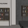 Elegant Modern Wine Cabinet Interior With Glass Doors Metal Frame And Wine Bottles Glassware