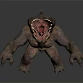 Hero Confronting Fantasy Monster With Open Mouth Sharp Teeth And Claws 3d model