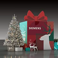 Siemens Christmas Scene With Decorated Tree Gift Box And Reindeer Decorations