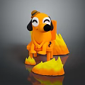 Cute Cartoon Dog Figure Sitting On Chair With Flame Decorations