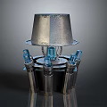 Metallic Decorative Structure With Silver Shade And Blue Glass Tube Elements