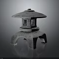Traditional Stone Lantern Outdoor Furniture With Umbrella Shaped Top And Arched Base