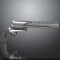 Silver Metallic Revolver Weapon With Shiny Surface And Dark Background Reflection 3d model
