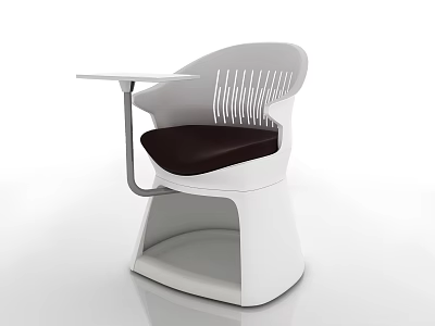 White Leisure Chair With Brown Seat Vertical Striped Backrest And Side Table 3d model