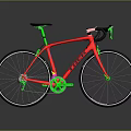Modern Red Road Bicycle With Green Accents And Black Handlebar