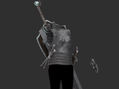 Fantasy Game Movie Character In Medieval Armor With Sword Shield And Staff 3d model