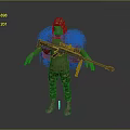 Camouflage Sniper Character With Green Leaf Disguise And Long Sniper Rifle
