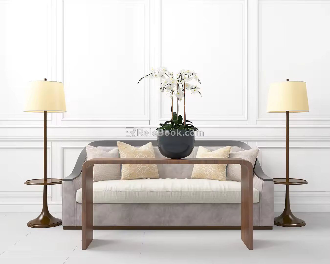 Modern double sofa combination 3d model