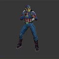 Captain America Action Figure In Blue Uniform With Red White Star And Fighting Stance