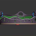 Colorful Decorative Household Tray With Green Purple Edges Holes Red Balls And Small Figures