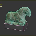 Elegant Kneeling Horse Sculpture With Detailed Pose And Gray Pedestal Base