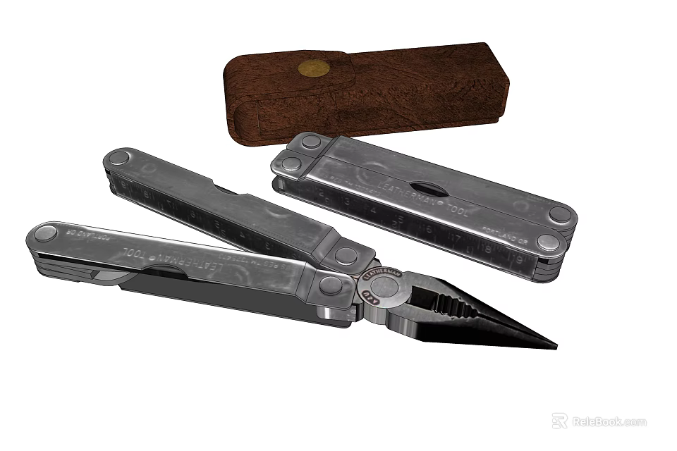 Multi Functional Hand Tool With Foldable Design And Wooden Storage Case 3d model 