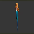3D Red Haired Mermaid Game Movie Character With Blue Green Tail Design