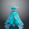 Blue Decorative Household Item With Angelic Halo And Flowy Skirt Design