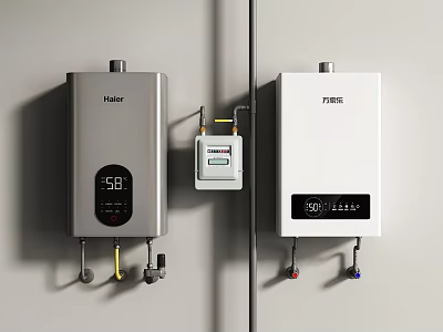 Home Appliances Two Wall Mounted Water Heaters With Digital Display And Temperature Readings 3d model