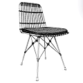 Stylish Rattan Chairs With White Metal Frame And Light Gray Cushions