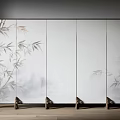 New Chinese Style Screen Partition Song Style Aesthetics Bamboo Mural Screen 3d model