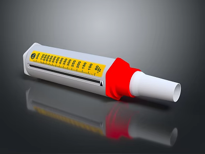 White Tubular Medical Device With Yellow Scale And Red Component For Accurate Dosage Measurement 3d model