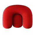 Modern Red Single Sofa with Rounded Curves and Plush Velvet Upholstery Design Style