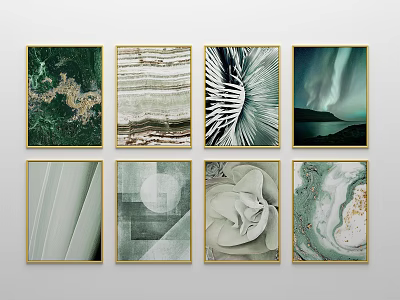 Modern abstract painting green charm decorative painting 3d model