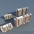 Modern Red And White Exterior Residential Buildings With Multiple Floors Balconies And Large Windows