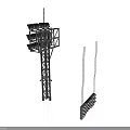 Tall Steel Tower Structure With Multiple Top Lights And Adjacent Stand Design