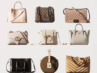 Fashionable Bags In Various Styles And Designs 3d model