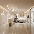 Wedding Dress Shop Interior Featuring Minimalist Design Light Colored Walls Arched Doorways And Rest Stools