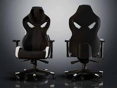 Ergonomic Black White Gaming Chairs With Mesh Back And Swivel Wheels 3d model