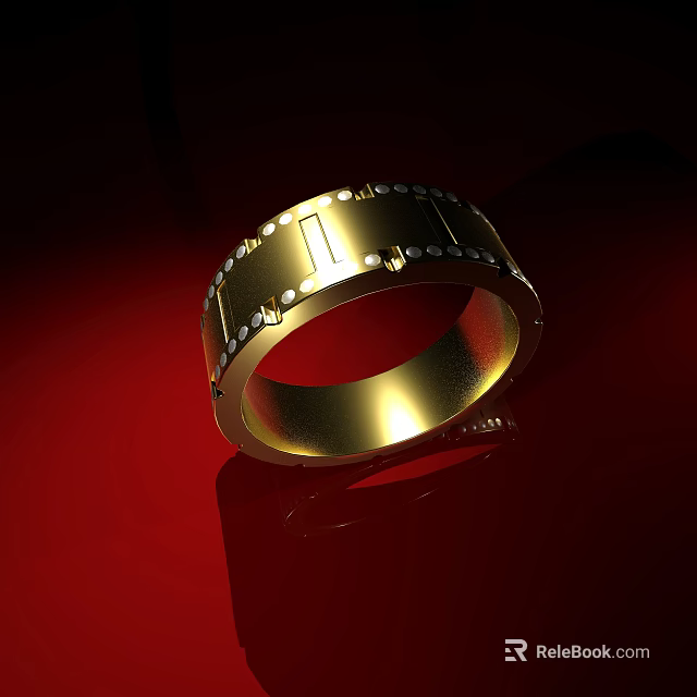 Elegant Gold Ring With Shiny Diamond Accents And Classic Design For Jewelry Lovers 3d model 