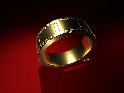 Elegant Gold Ring With Shiny Diamond Accents And Classic Design For Jewelry Lovers 3d model