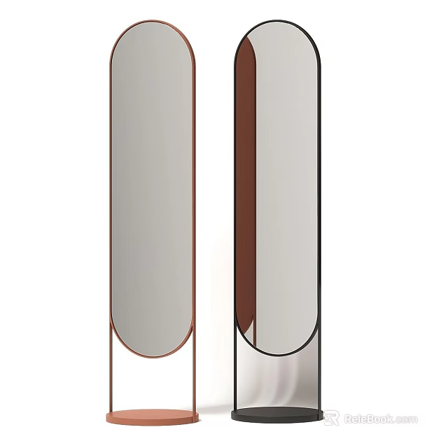 Two Light Gray Tall Objects With Dark Brown Vertical Stripe And Curved Bottom Design 3d model