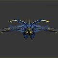 Blue And Yellow Sci Fi Mecha Robot Game Movie Character With Extended Wings
