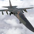 Military Camouflage Fighter Jet Flying Through Clouds With Weapon Pylons