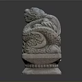 Stone Carved Dragon Sculpture with Intricate Mythical Creature Design and Ornate Pedestal