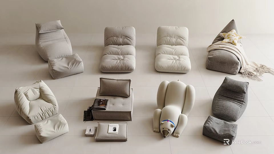 Comfortable Lazy Sofa With Various Designs And Neutral Colors For Living Room 3d model 