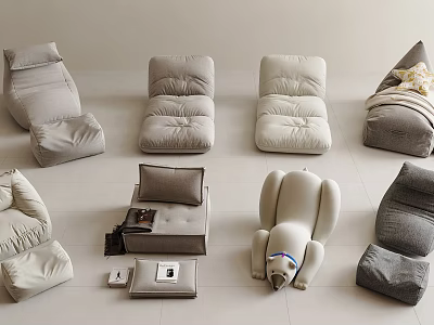 Comfortable Lazy Sofa With Various Designs And Neutral Colors For Living Room 3d model