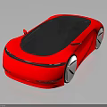 Red Futuristic Sports Car With Sleek Design Black Roof Large Wheels And Reflective Surface