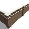 Red Brick Corner Structure With Lattice Pattern Decoration And White Trim Architectural Detail 3d model